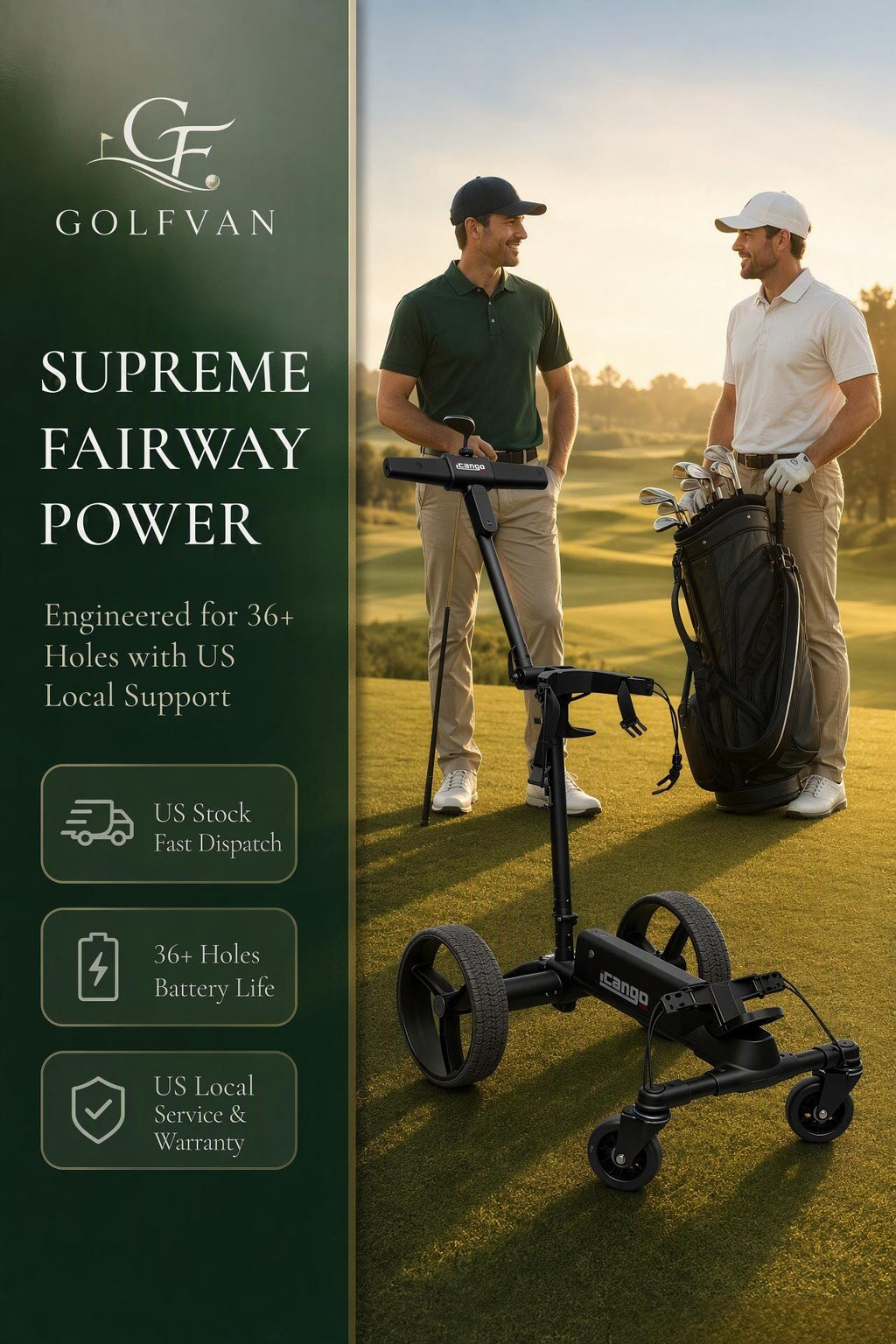 Golfvan Electric Golf Push Cart | Remote Control Caddy with Lithium Battery